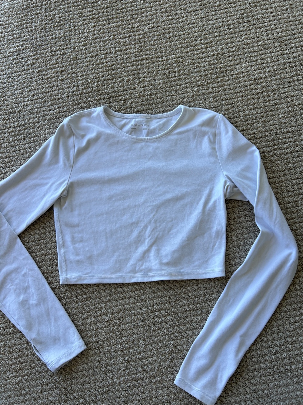 White Long-Sleeve Cropped Top - TNA golden